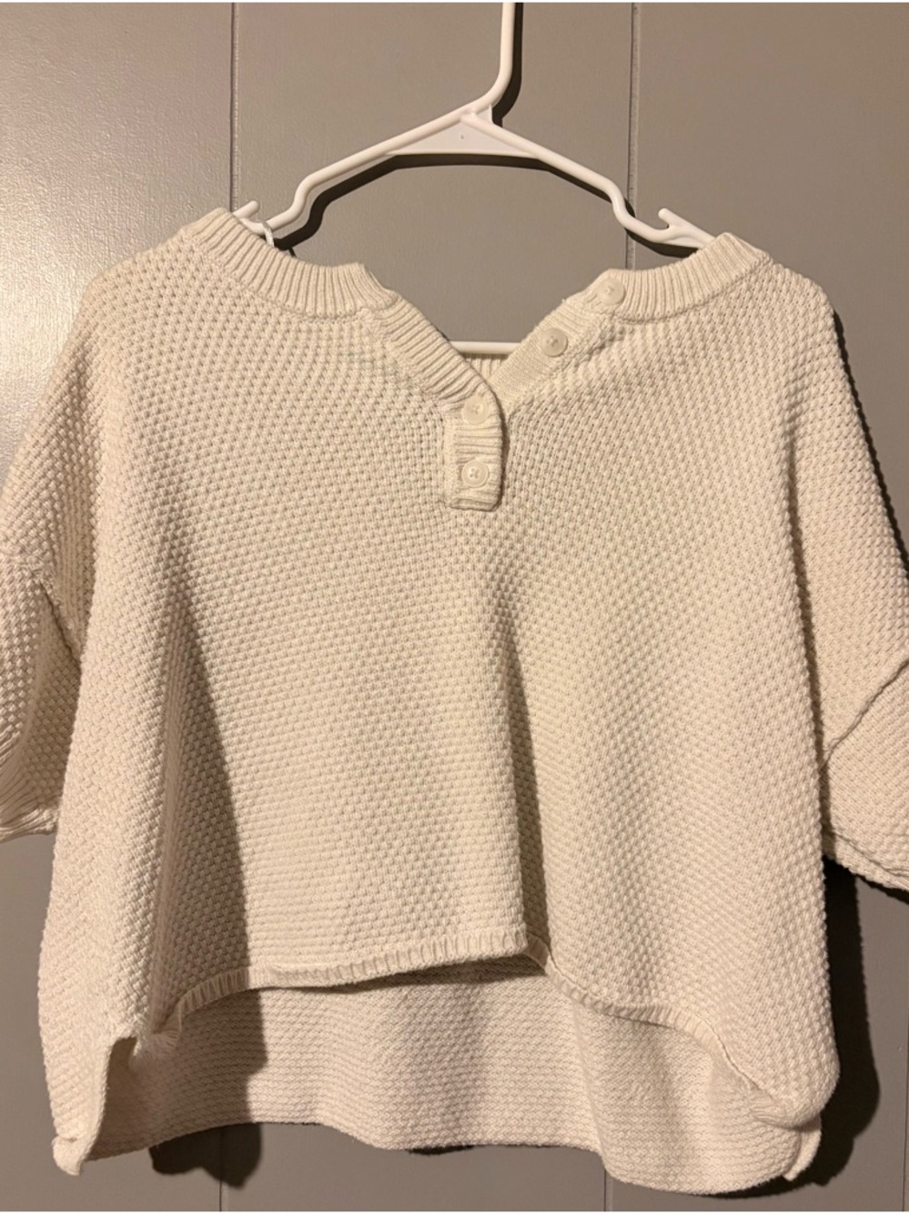 Sincerely Jules Cream Waffle Knit Buttoned Pullover